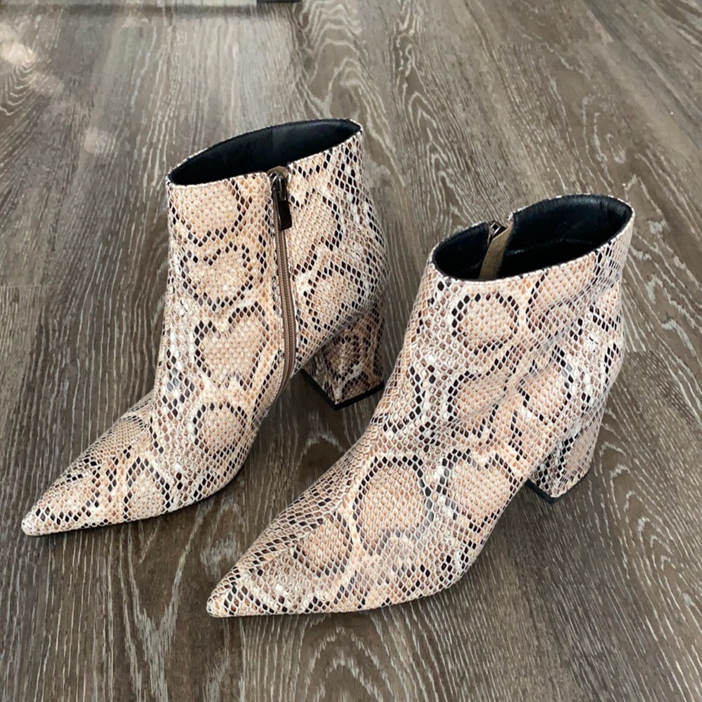 Public Desire Snake Skin Pointed Booties Size 9